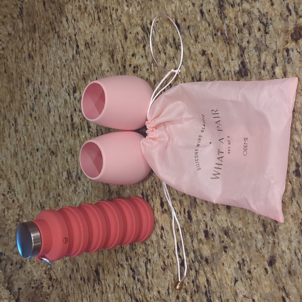 Cruise Ship Ready!Mayim Silicone Collapsible Water Bottle and Odeme Wine Glasses